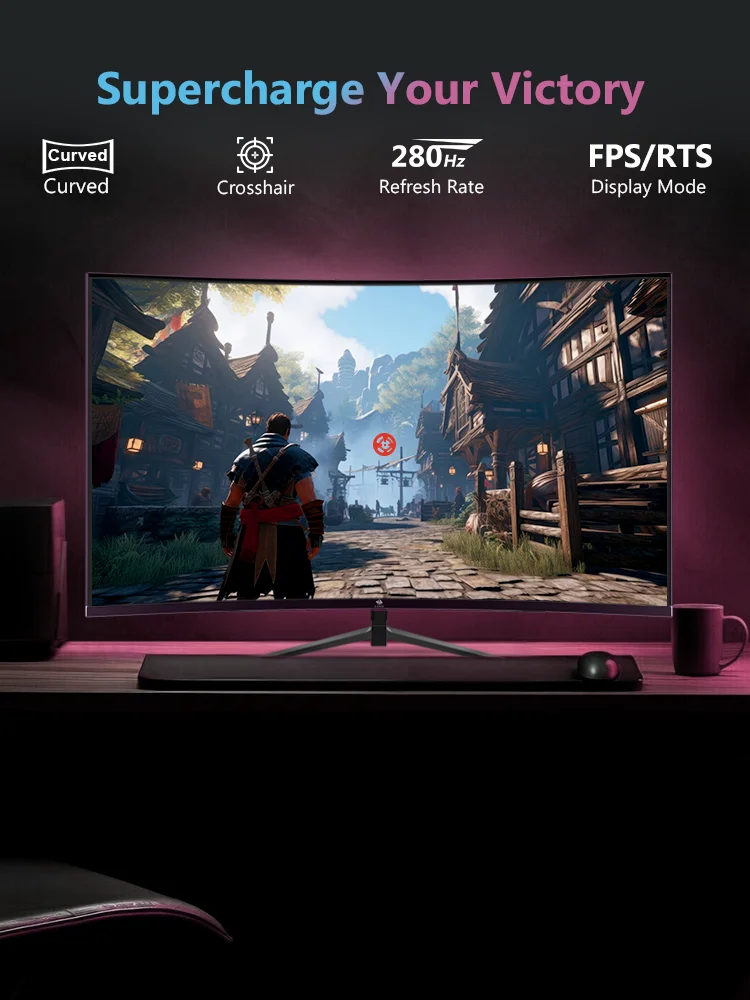 Z-EDGE 27-Zoll Curved Gaming-Monitor, 280 Hz, 1920 x 1080 Full HD LED-Monitor, 1 ms MPRT, 16:9 Curved-Bildschirm, HDR10, FreeSync, 350 cd/m² Helligkeit, ultraschlankes Rahmendesign, VESA-kompatibel