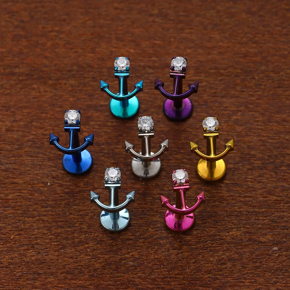 F136 Titanium Anodizing Medical Use Fishhook Ear Bone Stud Inner Spiral Flat Bottom Row Stud Earrings Piercing Body Jewelry