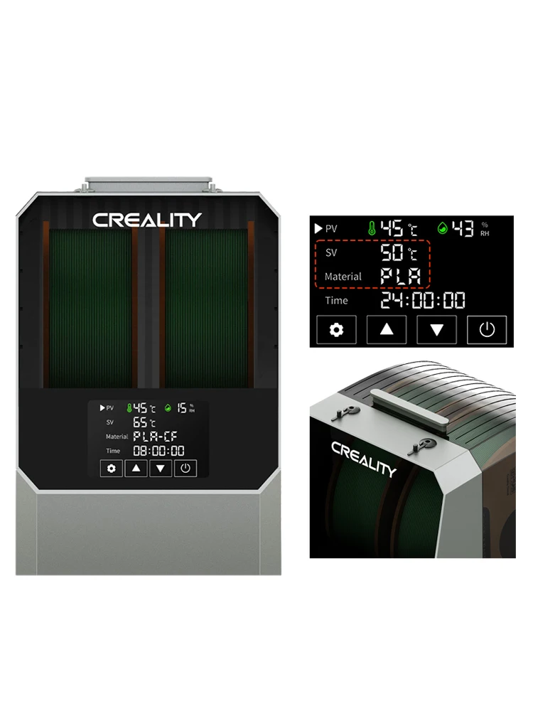 Creality Space Pi Plus Filamentdroogbox voor 3D-printer, capaciteit voor 2 rollen, PTC 360 graden heteluchtverwarming, 48 uur timer, LCD-scherm - afbeelding 2