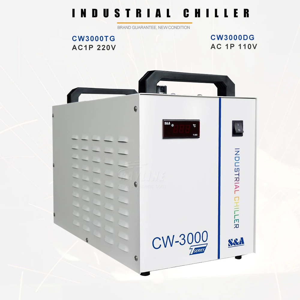 مبرد مياه صناعي S&A CW-3000/5000/5200/6000/6100 لتبريد آلة القطع بليزر الألياف DG110V AG220V