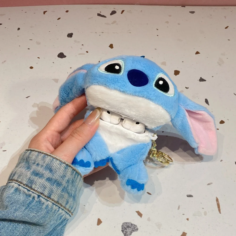 Kawaii 3D Big Ears Cartoon Character Plush Headphone Case for Apple Airpods 1 2 3 4 Pro2 Pro3 Cover Cute Anti‑Fall Earphone Case