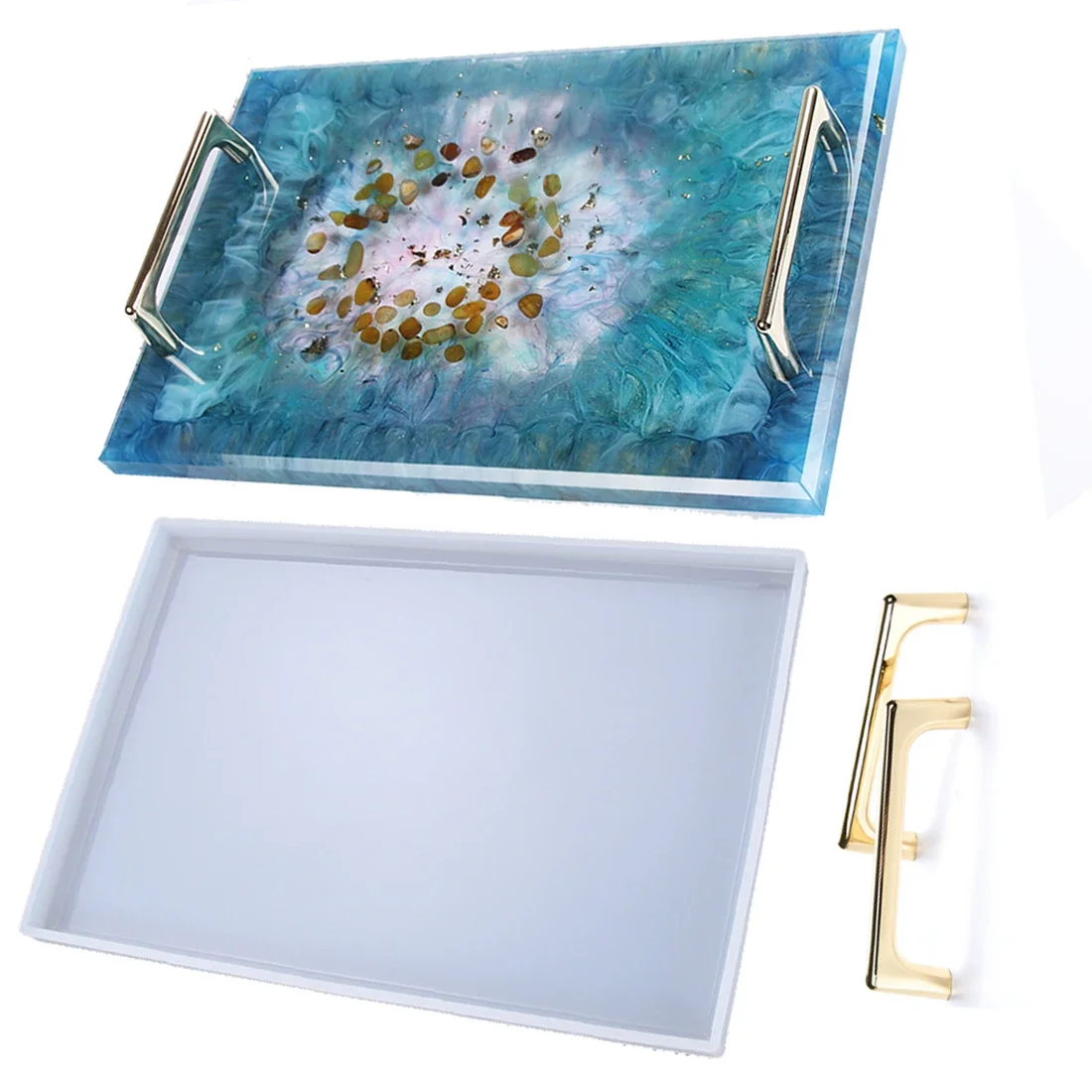 Große Rechteck Tablett UV Harz Form Kristall Epoxy Silikon Form für DIY Obst Disc Tee Platte