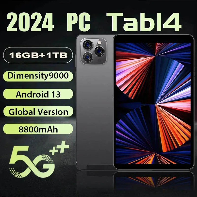 Tablet com Dual Sim Card, Pad Tab14, Android 13.0, 8 in, 16 GB + 1TB, 8800mAh, 5G, Global, Novo, Original, PC, 2020