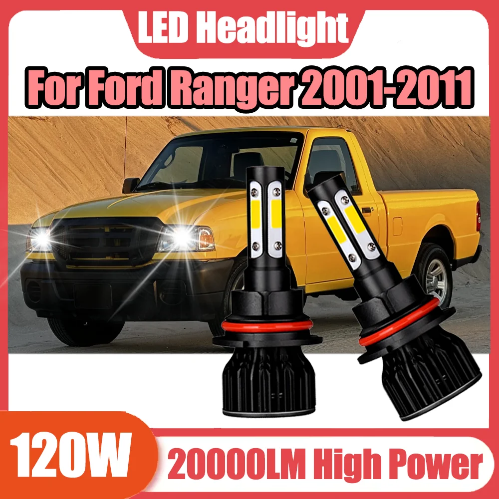 

2 шт. светодиодные фары 6000K Super White, 20000 лм, автомобильные фары высокой мощности, Plug and Play, 12В, для Ford Ranger 2001-2011