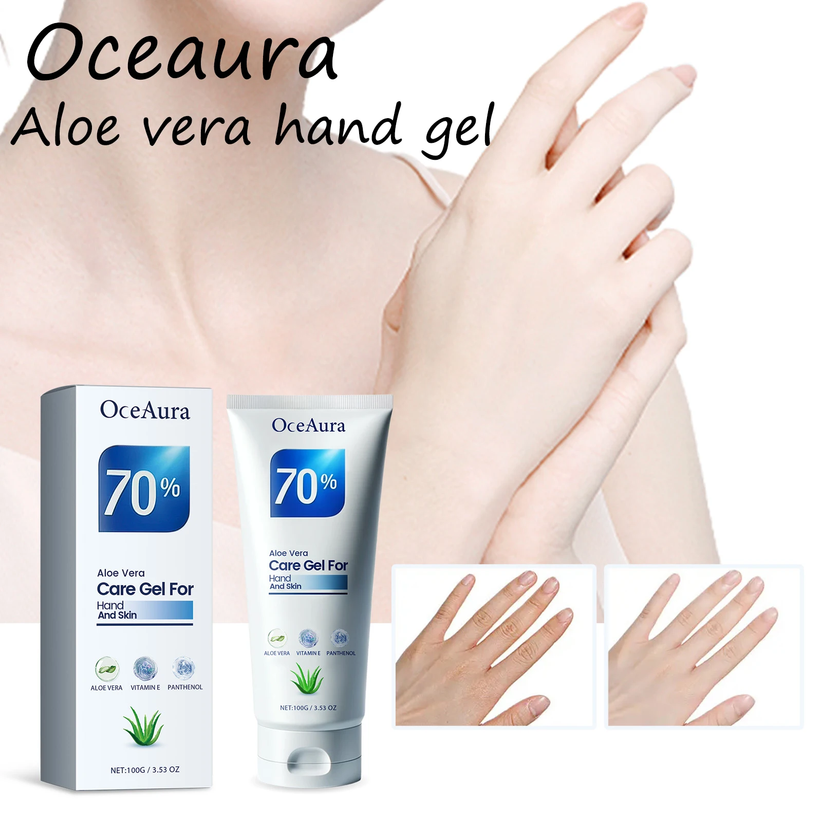 

Oceaura Aloe Vera Hand Care Gel Repair Sunburn Skin Moisturizing Relief Discomfort Nourishing Soothing Smoothing Hand Care Gel