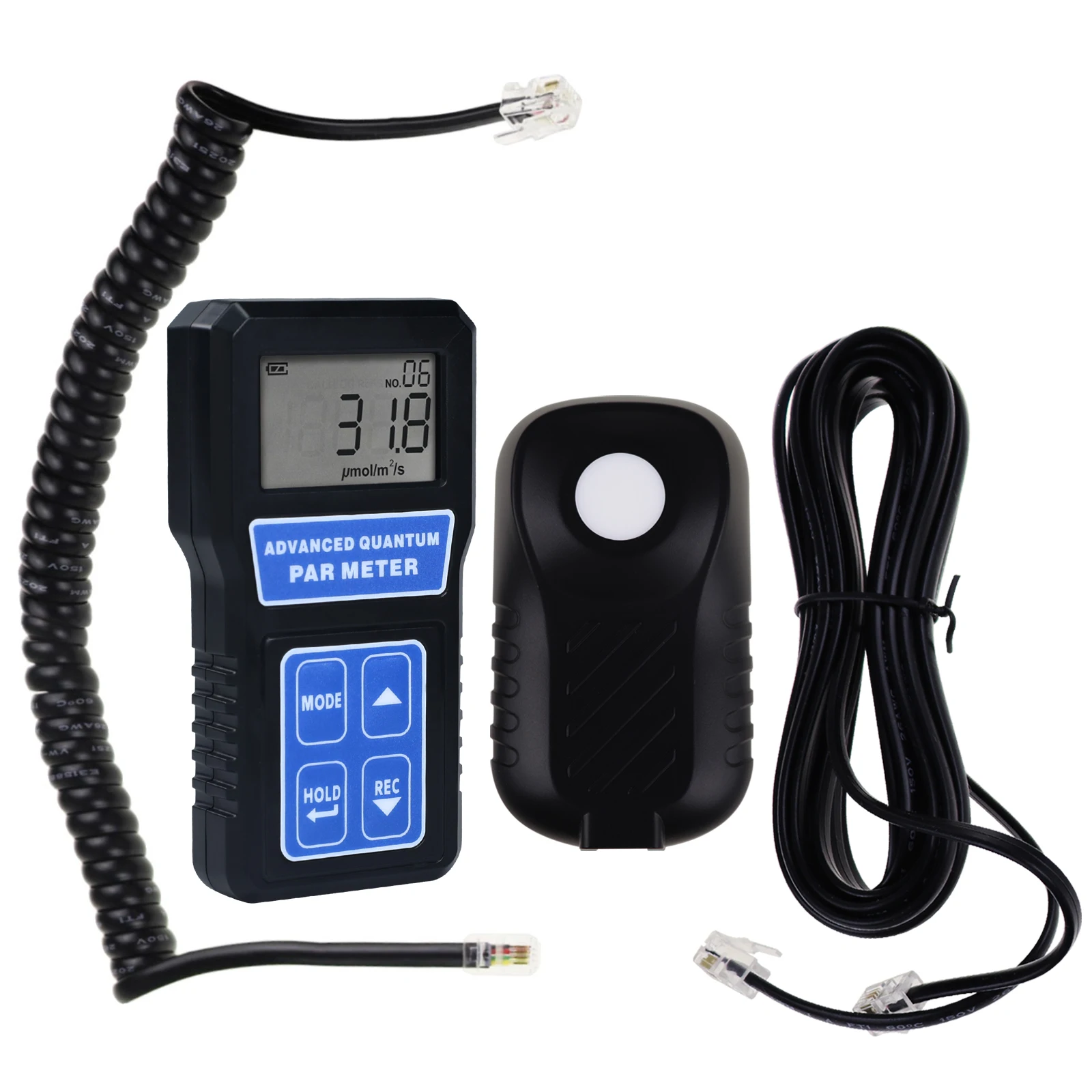 PAR Meter Light Meter PPFD 400-700nm Wavelength Photosynthesis Quantum Meter W/ Sensor Mode Selection Large LCD Light Tester