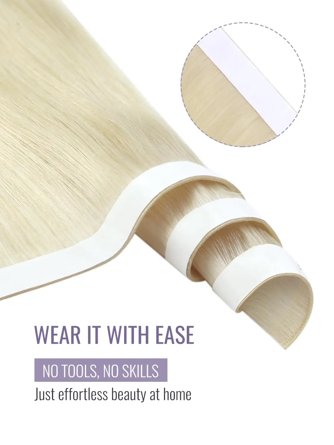Moresoo Tape in Weft Hair Extensions Genius Weft 50G One Piece Long Tape Weft Invisible Skin Wef Human Hair Extensions Natural image 4