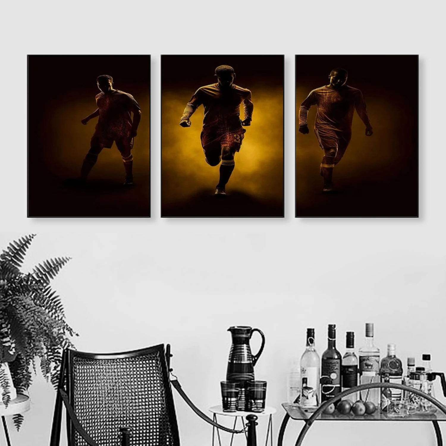 3pcs/set Modern Inspirational Football Mens Wall Decor for Kids Bedroom, Sports Wall Art Bedroom Decor for Boys.