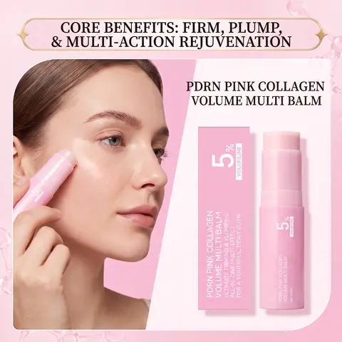 5% Volufiline PDRN Pink Collagen Volume Multi Balm Stick Plumping Firming Lifting Deeply Moisturizes Dry Skin Repairing Non Greasy Portable Face Stick