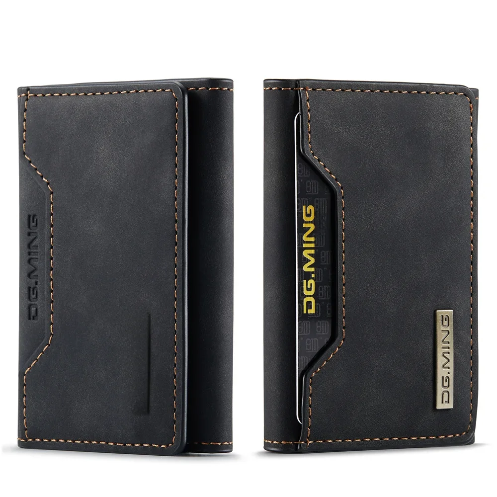 DG.MING M2 Series Przenośny portfel na karty Trifold Magnetic Buckle Card Bag Vintage Leather Multi Cards Slot Mini Card Bag — zdjęcie produktu 7