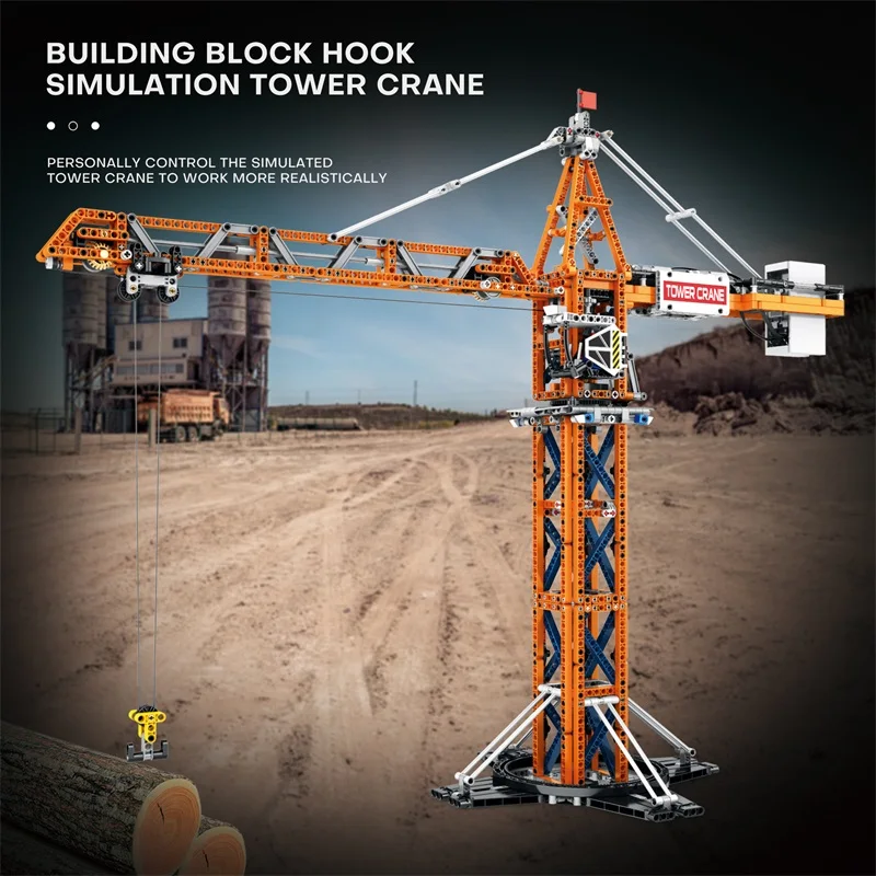 Reobrix 1288PCS Technica RC Tower Crane Remote Control Building Block City Construction Engineering Bricks Children's Toy Boys