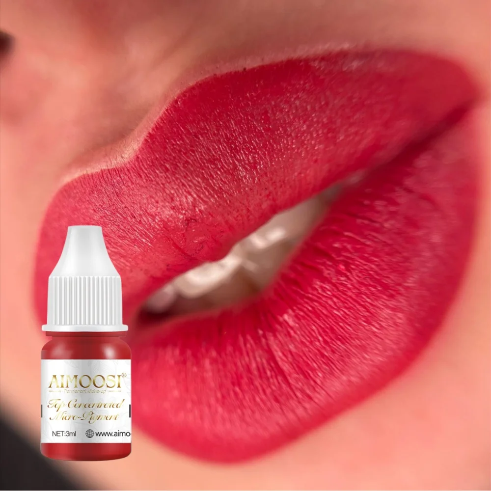 

AIMOOSI Кисть для губ, пигмент для перманентного макияжа, профессиональные чернила для микроблейдинга для мастеров PMU, розово-красные чернила для татуажа губ, 3 мл