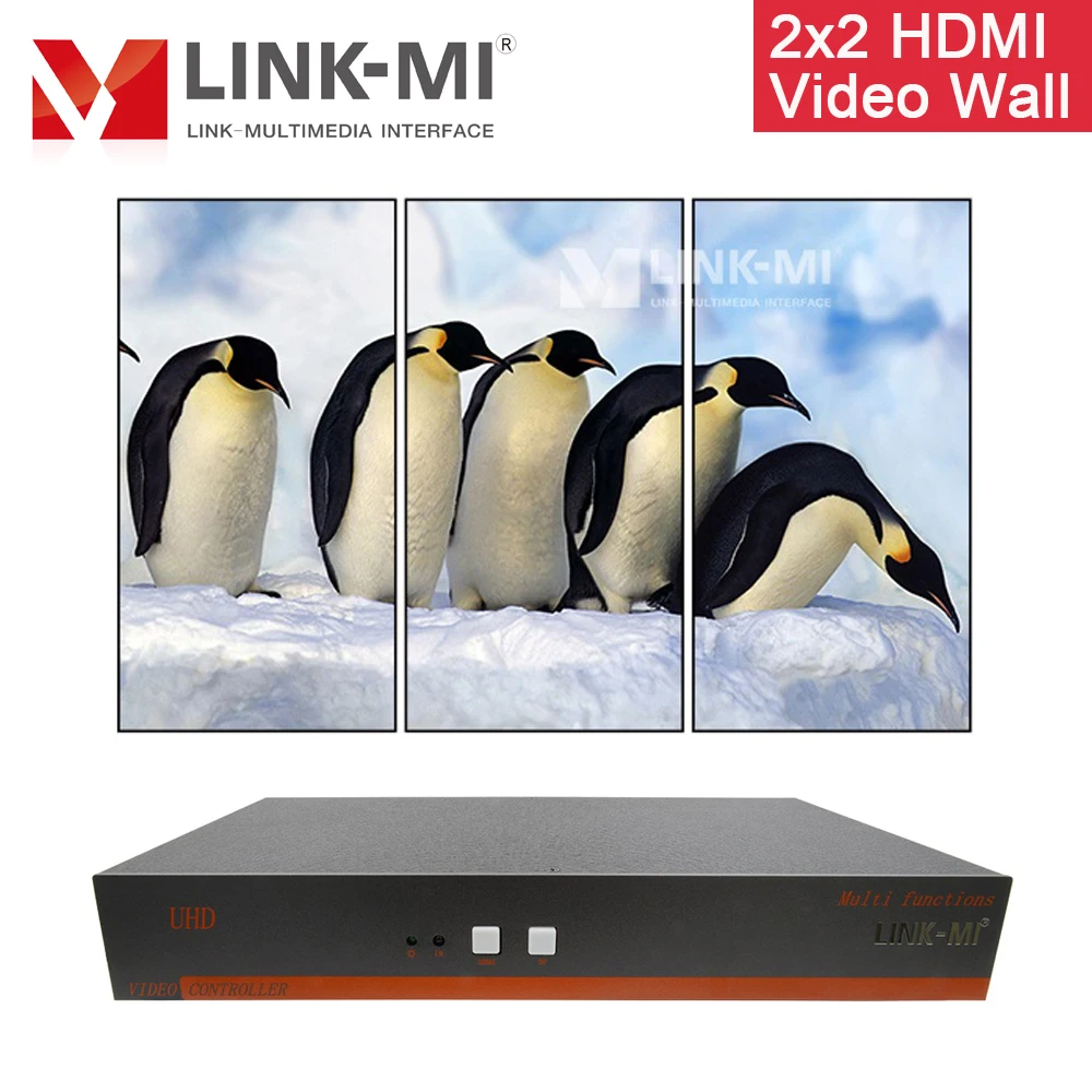 LINK-MI 1X4 4K HDMI Video Wall Controller 4K60Hz 4-Port Multi-screen Extender Support 1x2,1x3,2x1,2x2,3x1 Video Wall for 4 TVs