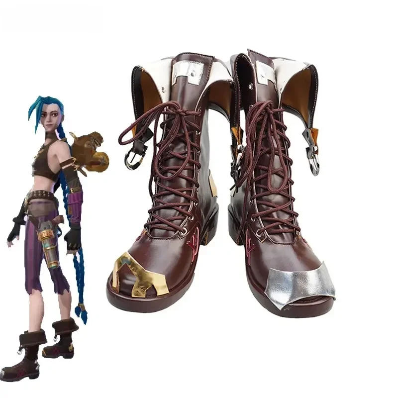 Jinx Cosplay chaussures jeu LOL Jinx Arcane chaussures en cuir PU chaussures Halloween carnaval bottes Cosplay accessoires sur mesure