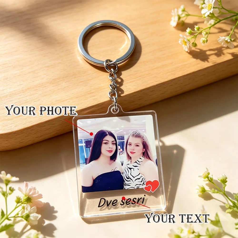 Custom Acrylic Key Pendant, Custom Images, Customizable Name and Song Code, Couple Keychain, Valentine's Day Gift