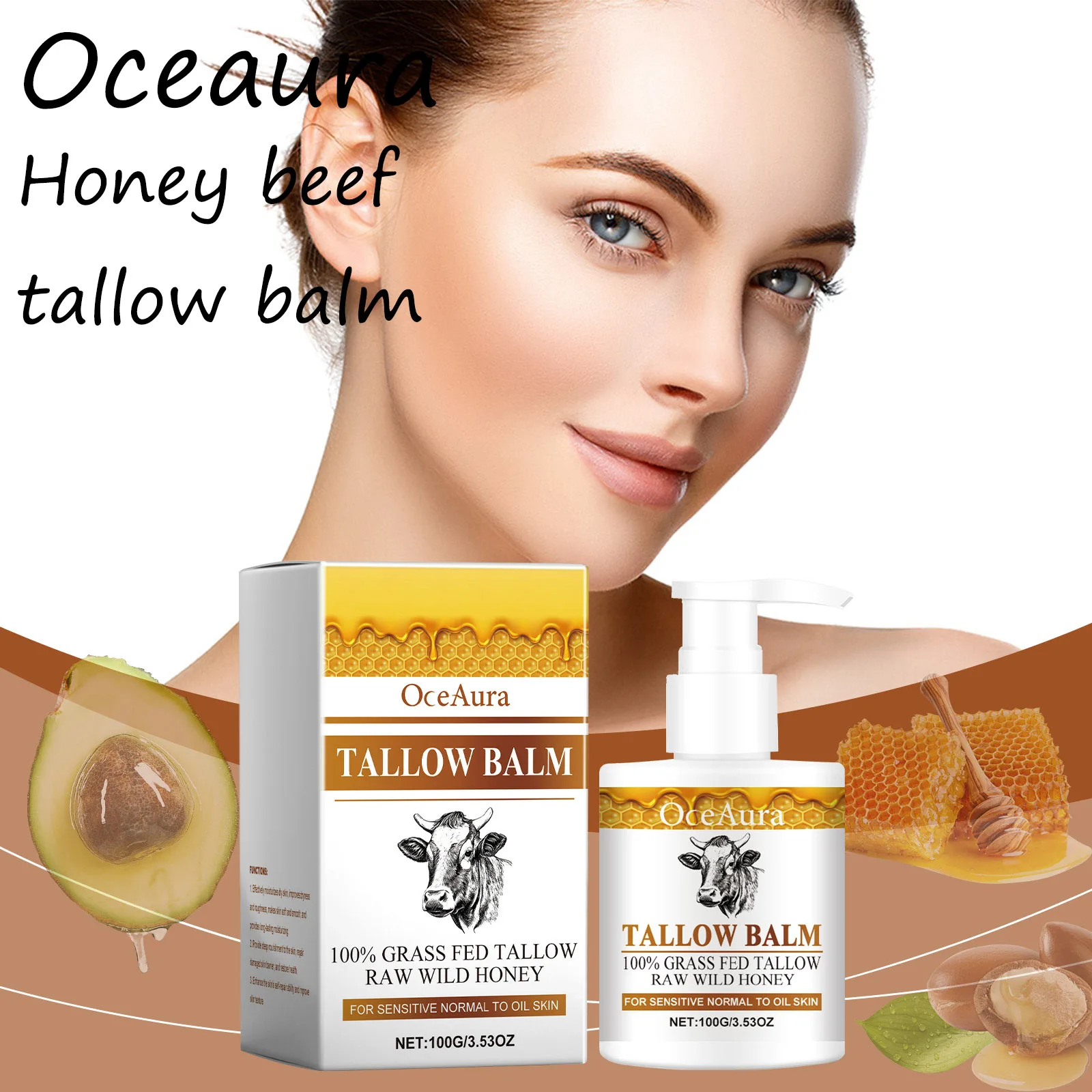 

Oceaura Honey Tallow Balm Reduce Dryness Nourishing Enhance Skin Elasticity Anti-oxidant Non-greasy Smoothing Body Cream