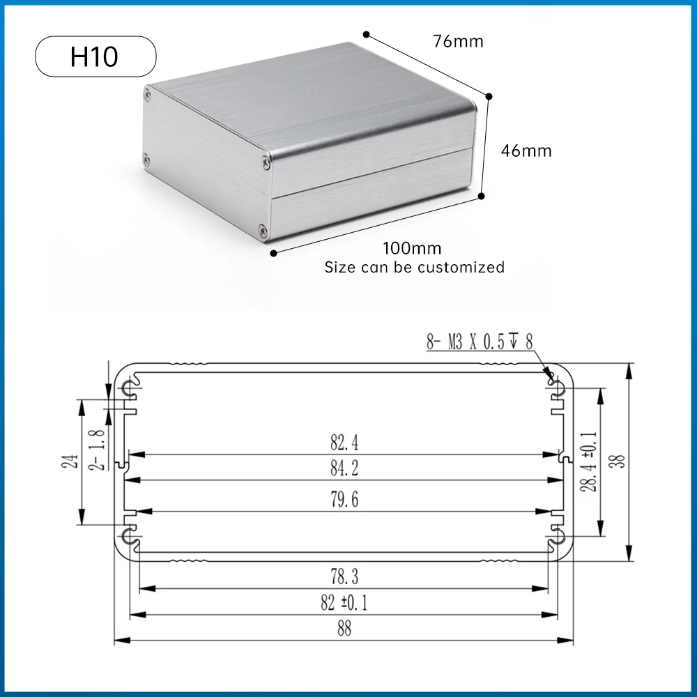 Oem High Quality Custom Split Type Case Fabrication Electronic Instrument Box Aluminum Extrusion Enclosure H10 88*38MM