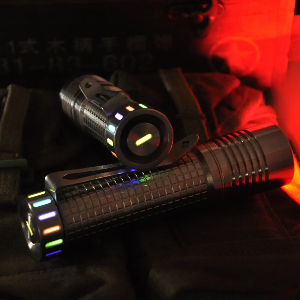 21700 Battery RGB Colorful Flashlight 4000 Lumens Super Bright EDC 519A 5700K Titanium Flashlight