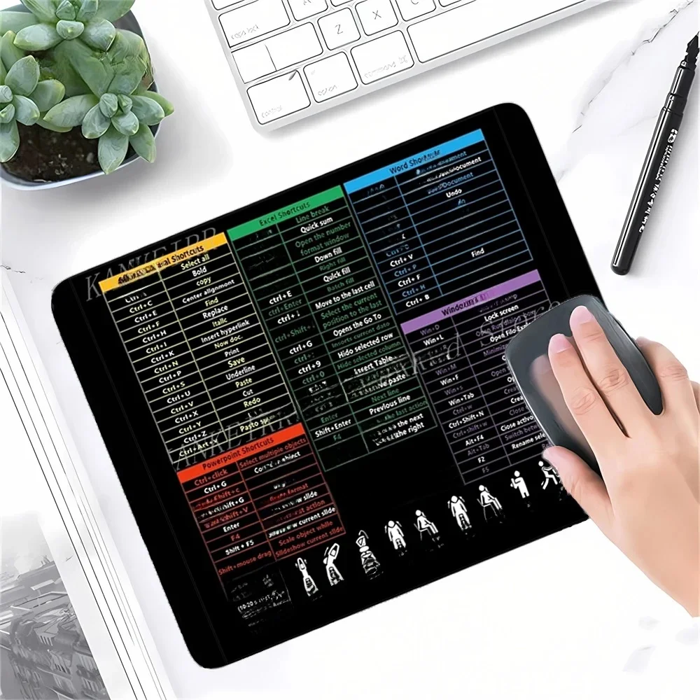 Commandes petit tapis de souris Excel raccourcis touches tapis de souris pour bureau et usage domestique débutants programmeur tapis de bord cousu 250x290mm