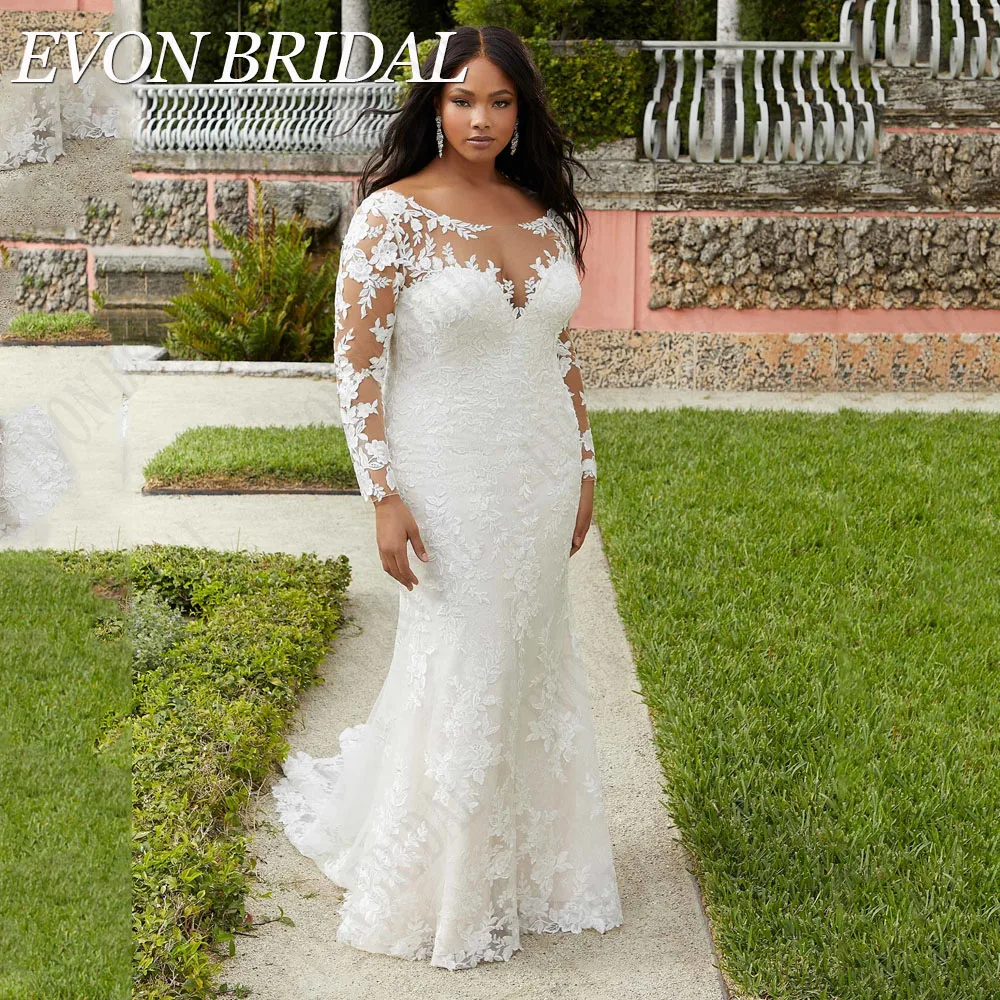 

Evon Bridal Свадебное платье с длинными рукавами ПлаEVON Свадебные платья оверсайз трапециевидной формы с аппликацией Свадебные платья с длинным рукавом платье русалки с открытой спиной на пуговицах платье невесты 2024