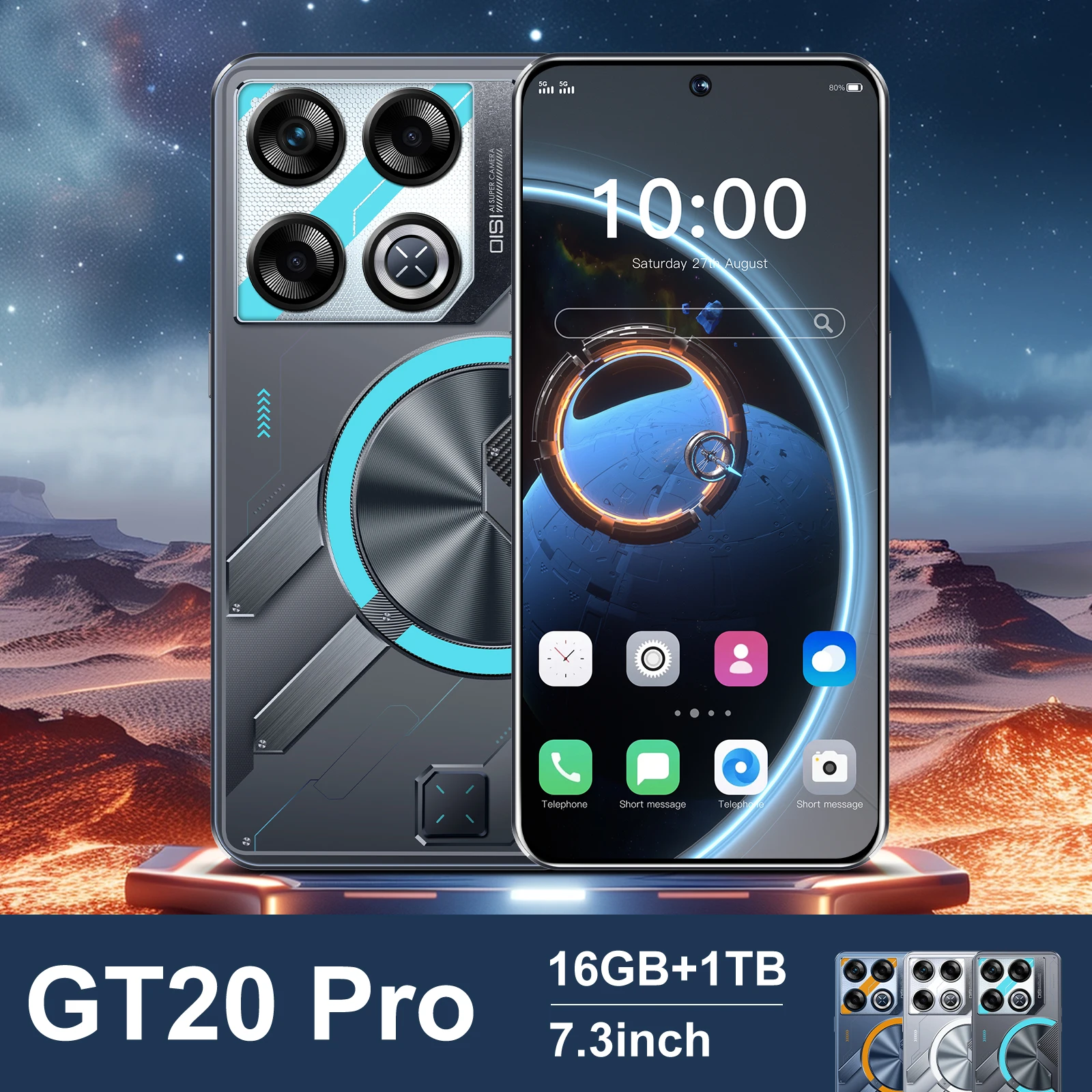 

New GT20 Pro high-end Cell phones 7.3 inch HD Snapdragon 8 gen3 Smartphone 5g Mobile Phones 16G+1TB 7800mAh Battery