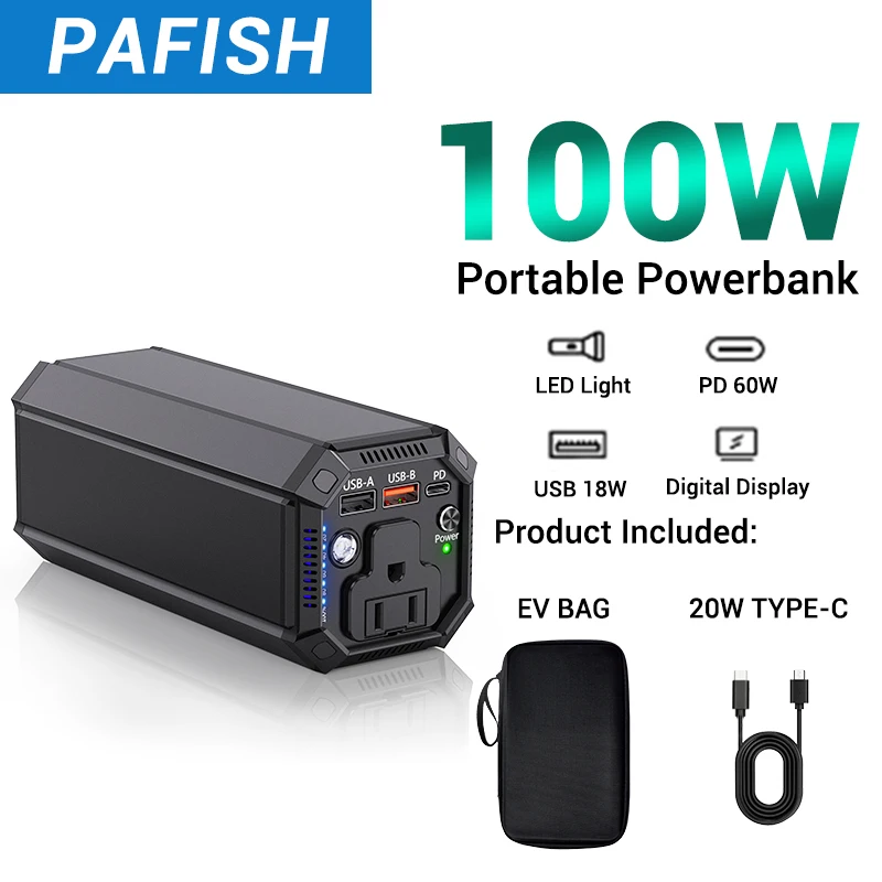 P5 portable Laptop Power Bank PD 65W Dual-Way Fast Charging Laptop Charger with 100W AC Outlet