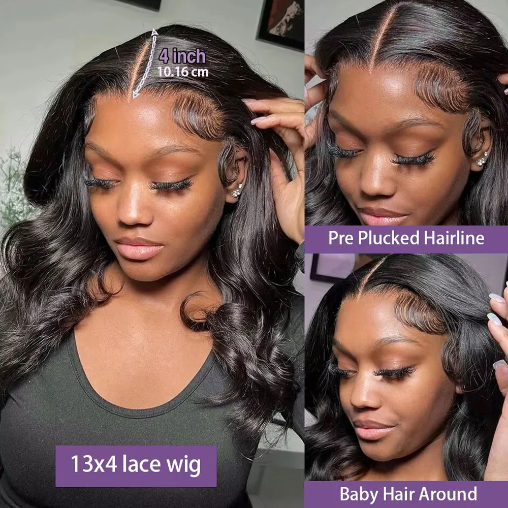 220% Density Body Wave Wear And Go Glueless Human Hair Wigs Bob Wigs For Women Ready To Wear Pre Cut 13x4 Front Wig No Lace image 3