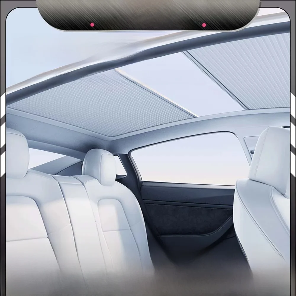 Zonneschermen Voor Tesla Model Y 2024 Accessoires Magnetische Zonnedak Zonnescherm Intrekbare Zonneklep Modificatie Model Y 2023 2022 2021 - afbeelding 2