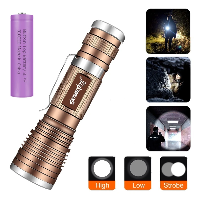 LED High Lumens Rechargeable Battery Flashlight Portable Small Hand Electric Outdoor Ultra Bright Multi functional Emergency