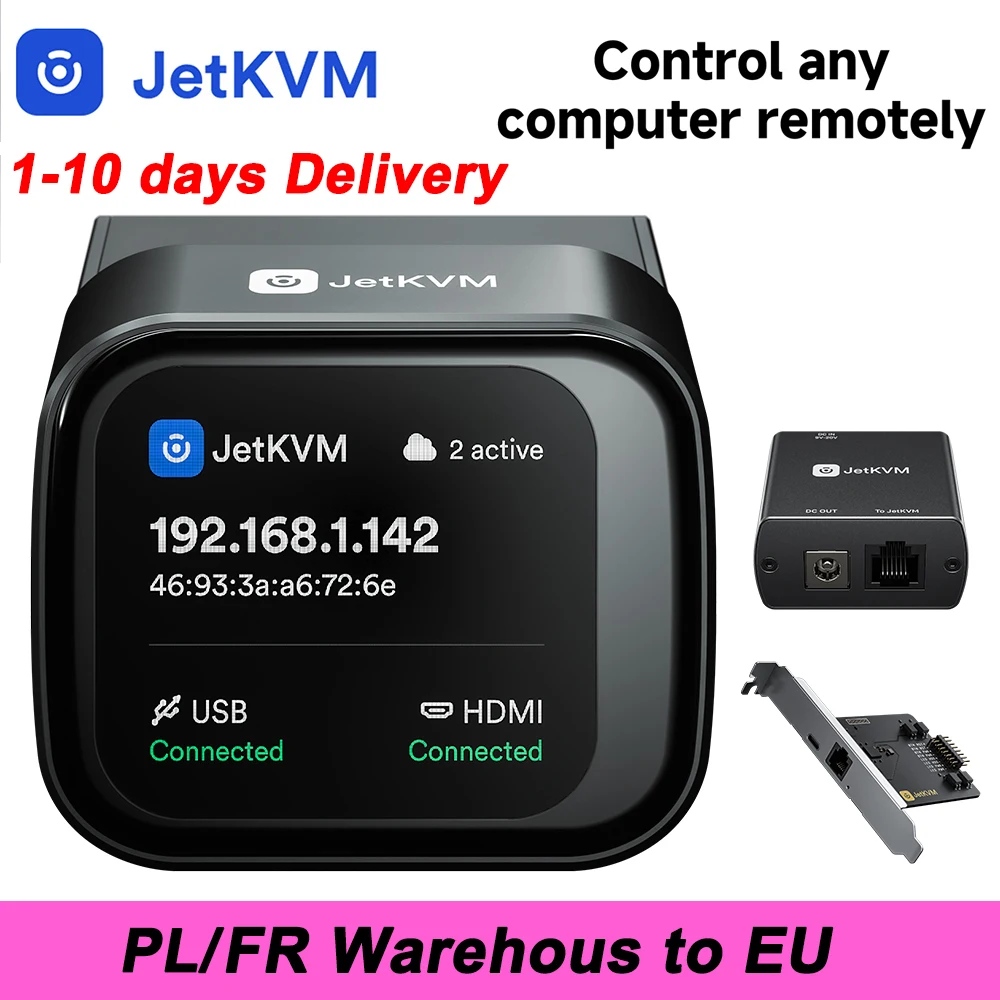 Dispositif de contrôle de bureau JetKVM IP-KVM, contrôleur d'ordinateur à distance open source, gestion à distance, prend en charge Mac/Windows/Linux, etc.