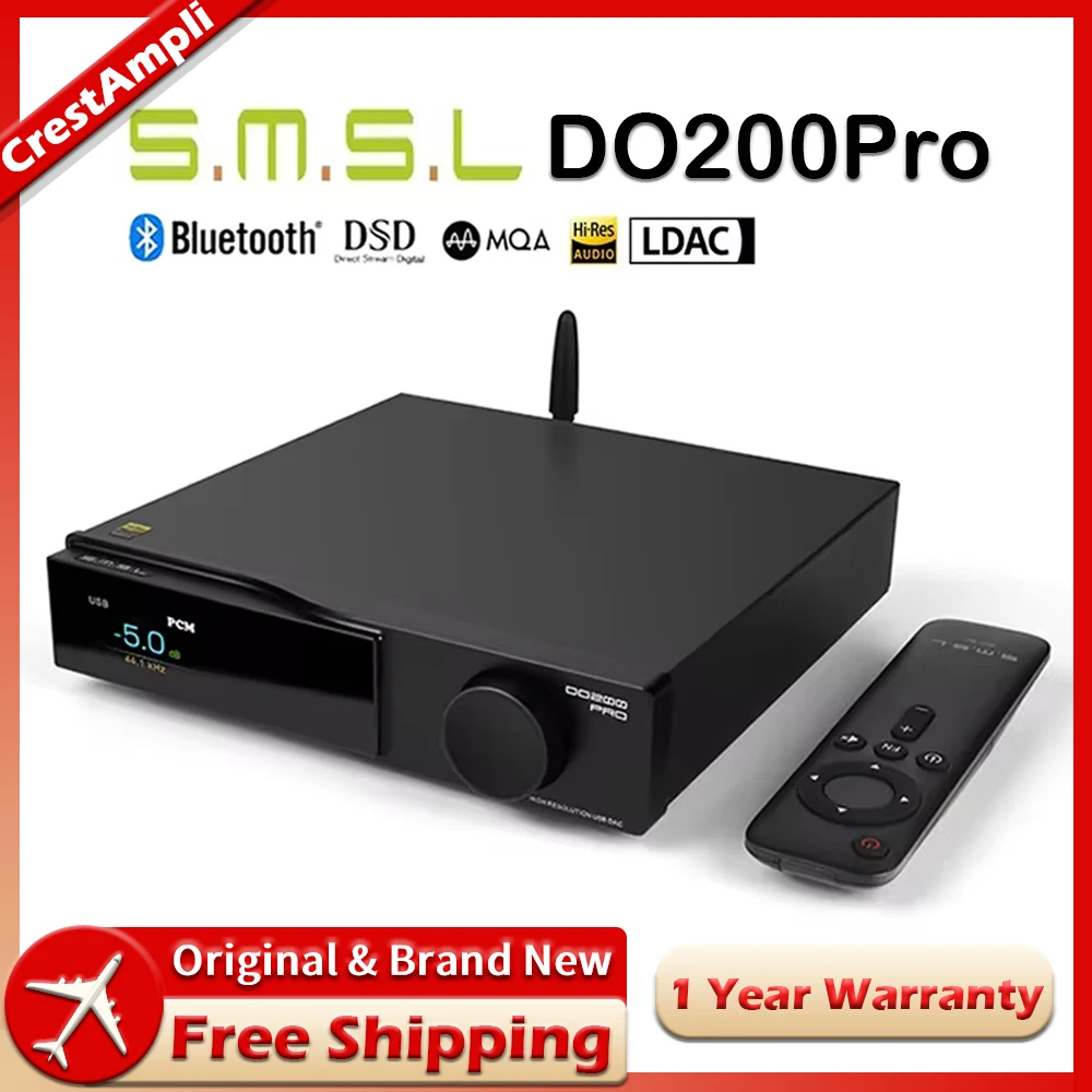 

SMSL DO200Pro Hi-res Audio Decoder CS43131*12 Chips MQA Bluetooth 5.1 XU316 OPA1612 Support USB DAC Pre-amp With Remote Control