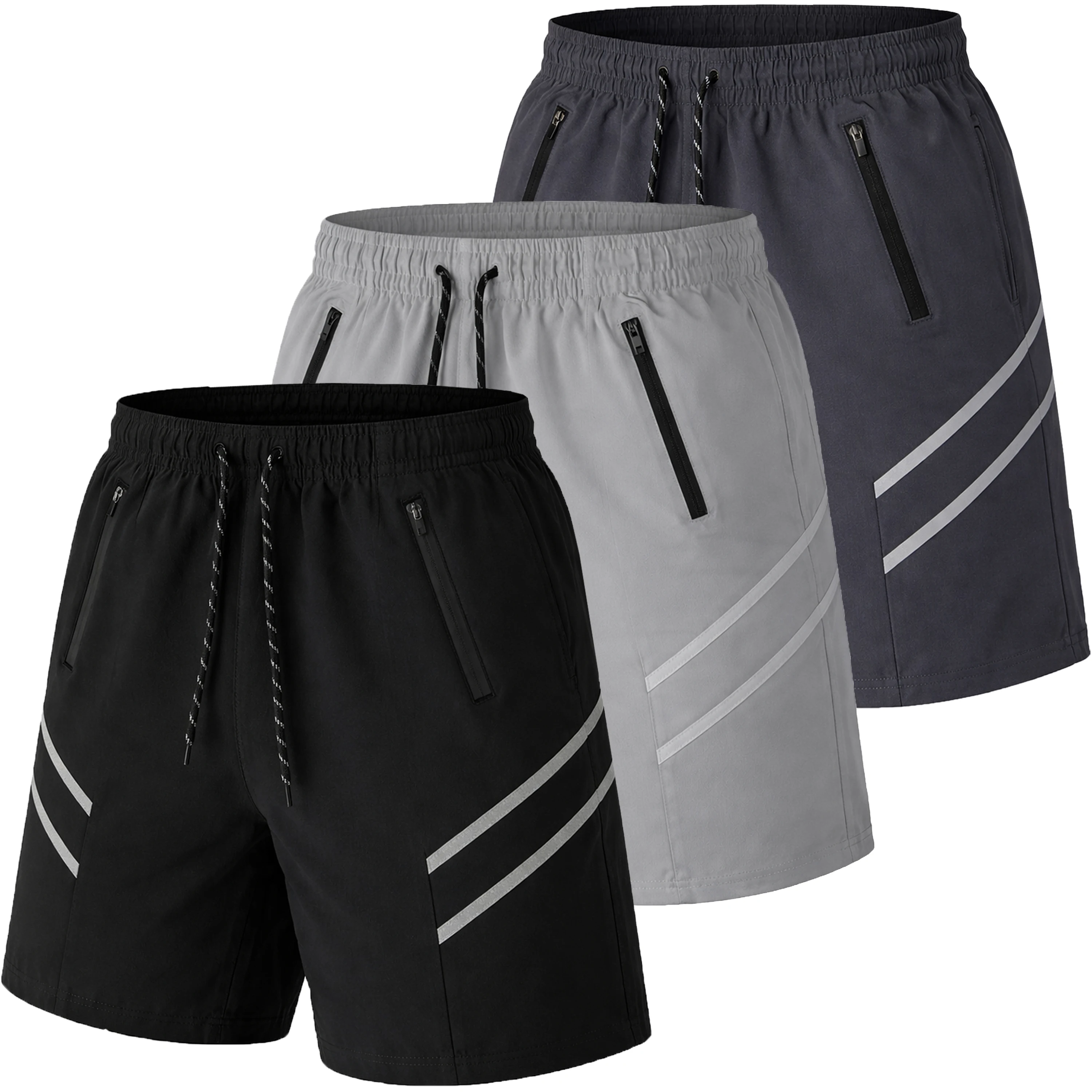 

Men's 3-Pack Performance Training Shorts With Zipper Pockets (Sizes, S to 2XL)