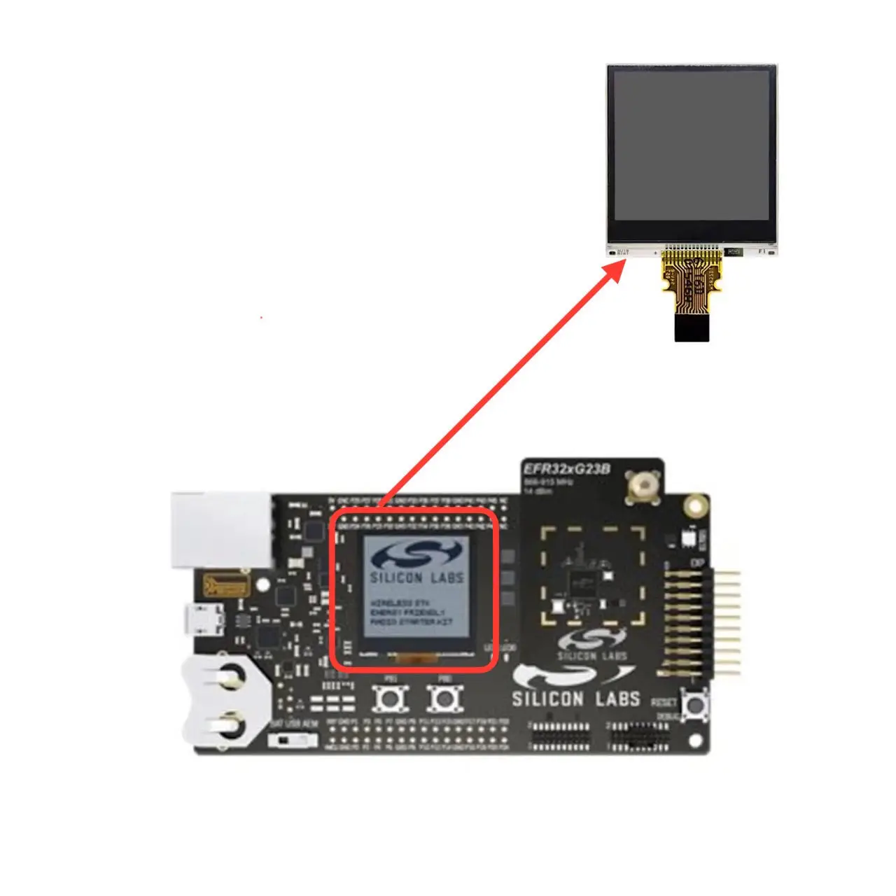 Low power 128 x 128 pixel Memory LCD for SILICON LABS Development Kit