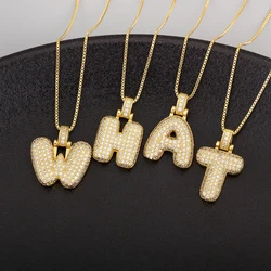 Nidin New Arrival Retro A-Z Letters Initials Alphabet Shiny Zircon Pendant For Female Male Lovers Copper Necklace Jewelry Gifts