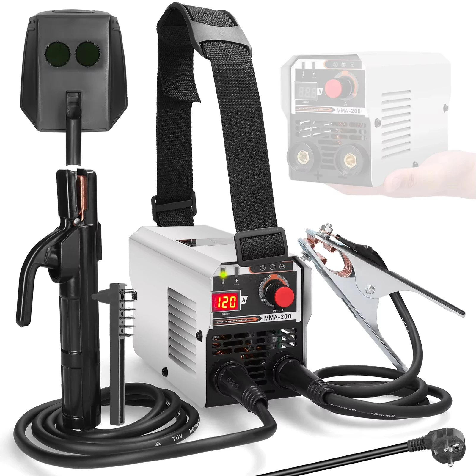 MIG MMA 120A Schweißgerät mit Schutzgas, Automatischer Drahtvorschub, Einstellbarer Strom, IGBT DC-Inverter Elektrischer Lichtbogenschweißer