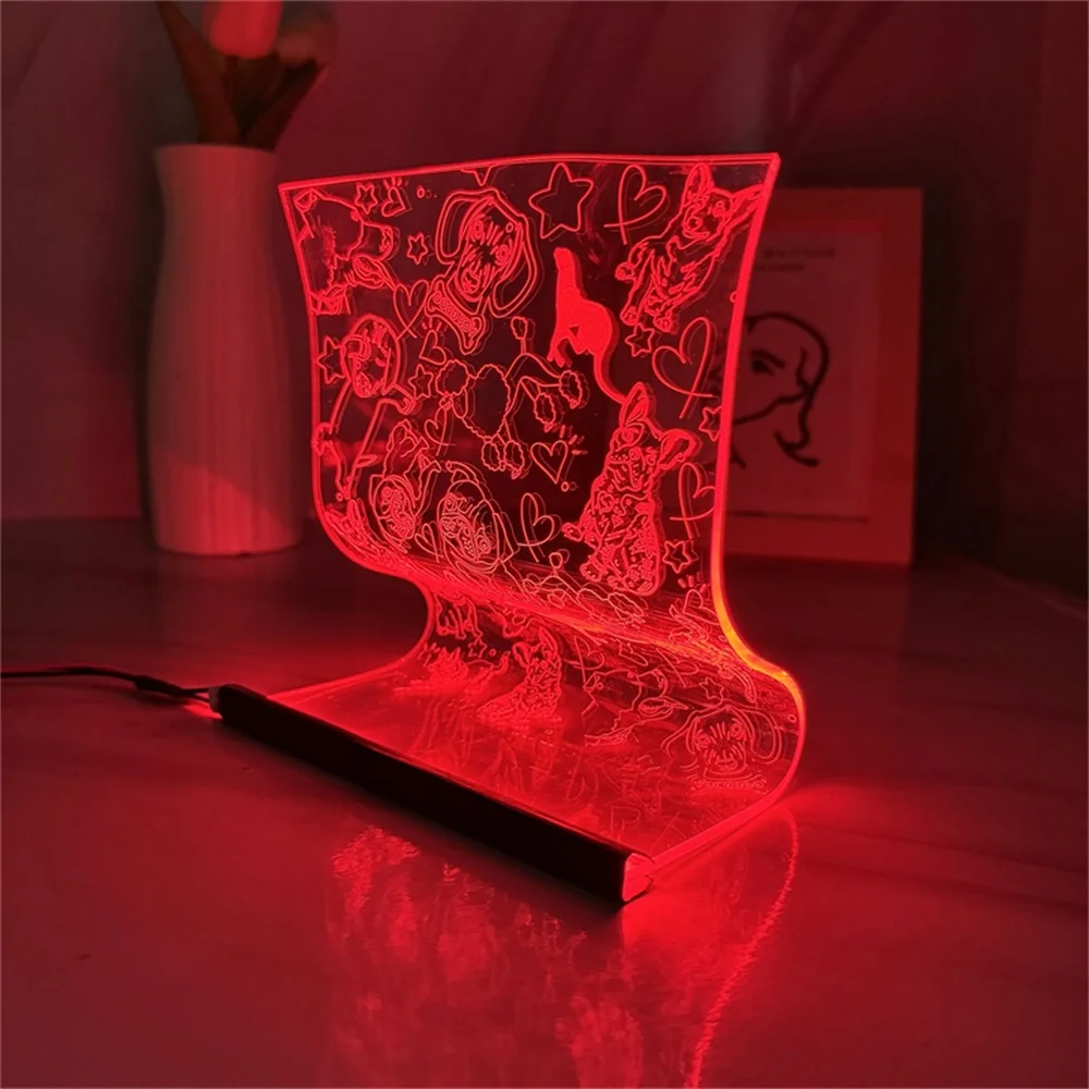 Dogs Series LED Scroll Lamp Cute Puppy 3d Atmosphere Light Animal Acrylic Night Light 3/7 Color Art Lamp 3D Mood Light Gift Idea