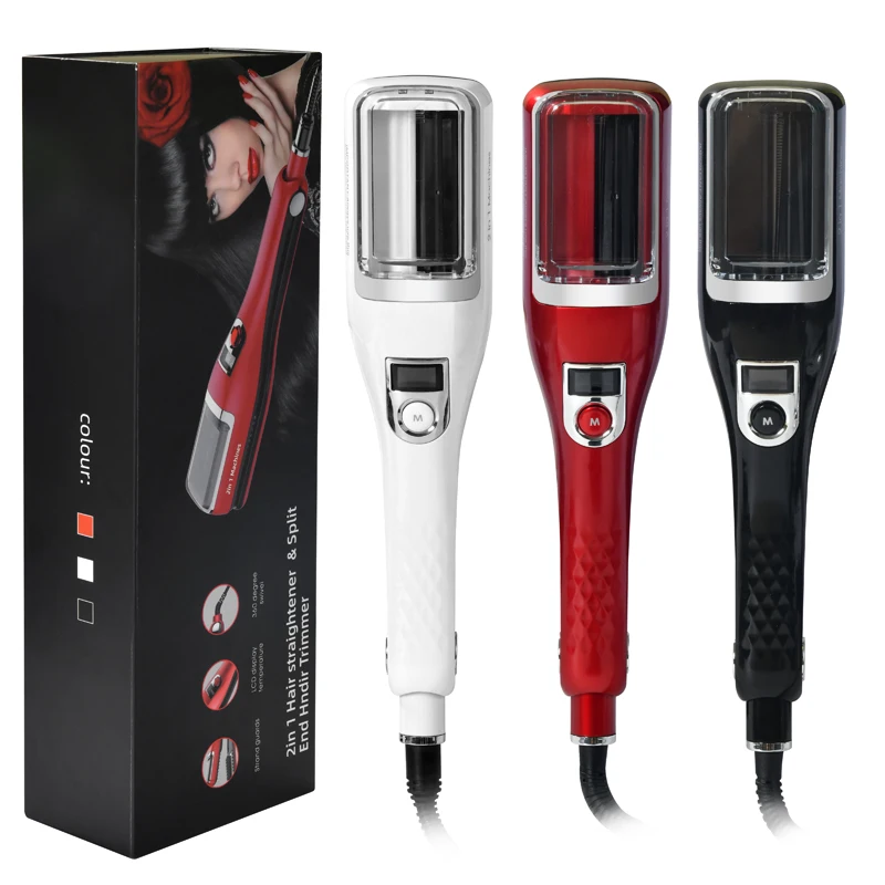 

2 In 1 Hair Ends Trimmer Split Remover Negative Ions Smooth Hair Straightener Iron Flat Fork Trimmer Clipper