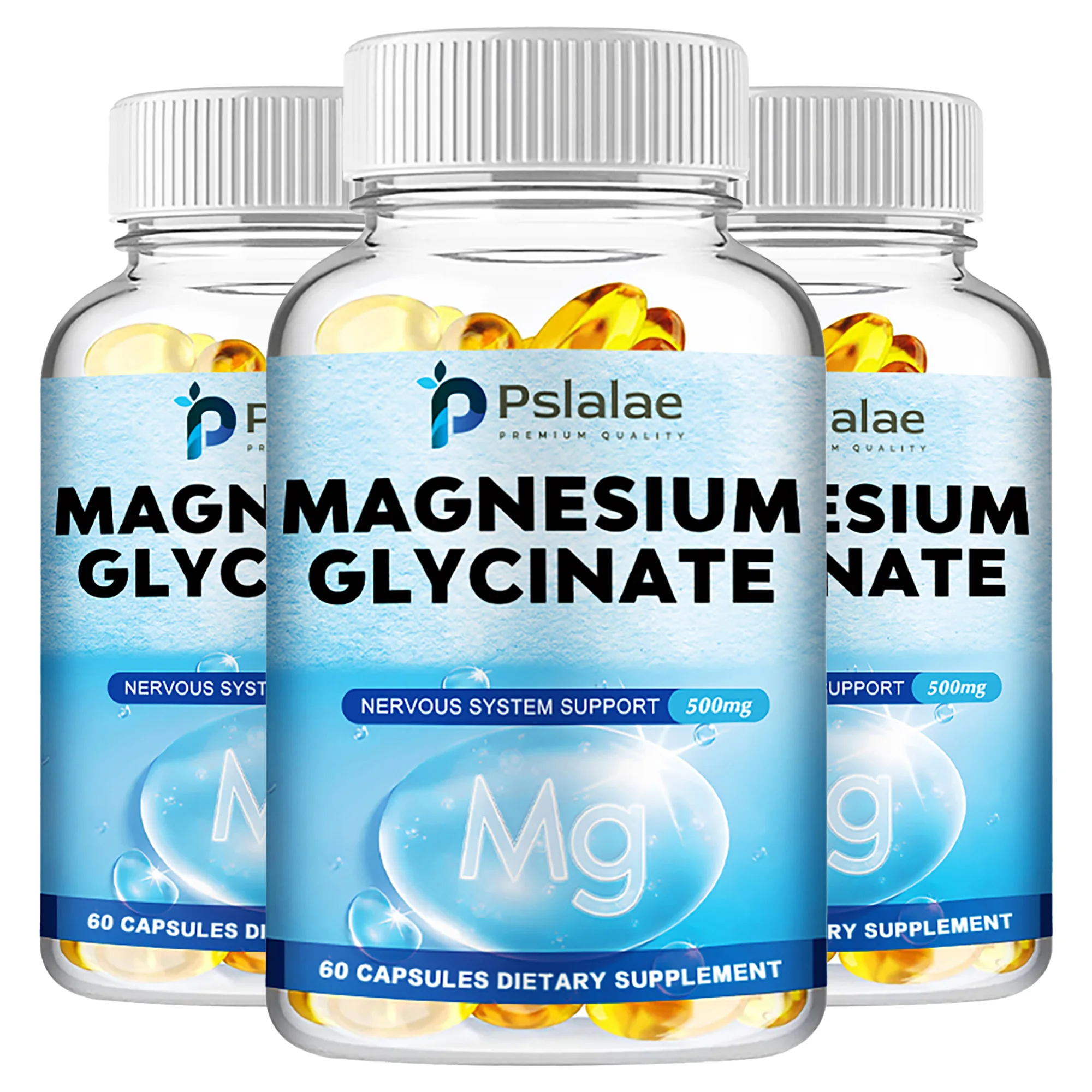 

Magnesium Glycinate 500 Mg - Mineral Supplement To Aid Natural Sleep and Support Heart Health - 60 Capsules