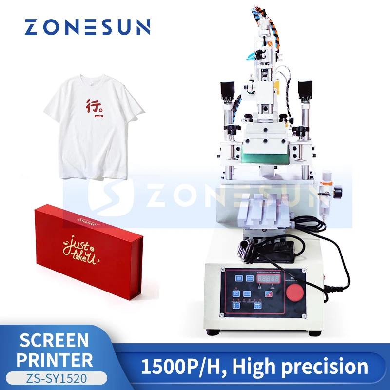 

ZONESUN ZS-SY1520 Pneumatic Screen Printer Flat Printing Machine for Clothes & Boxes