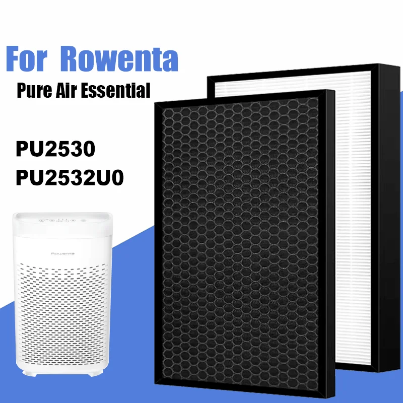 

Replacement 2IN1 Active Carbon True Hepa Allergy Filter XD6220U0 Fits for PU2530 PU2532U0 Rowenta Pure Air Essential