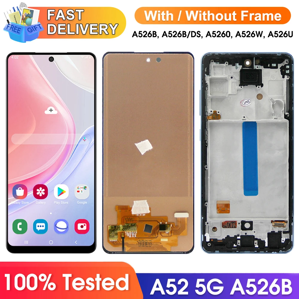 A52 5G Display Screen , for Samsung Galaxy A52 5G A526 A526B 526B/DS Lcd Display Digital Touch Screen with Frame Replacement