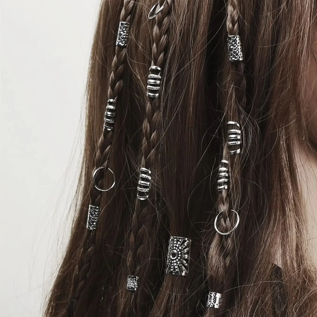 85 Stück ausgehöhlte Haarring-Zubehör, Dreadlocks-Perlen, Haargeflecht-Ringe, Clips, Dreadlocks,