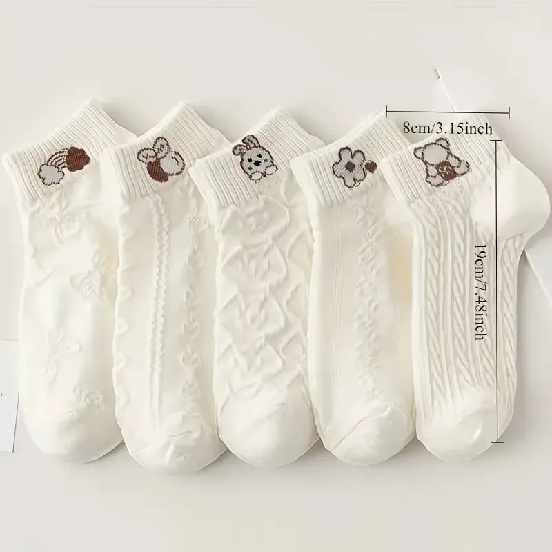 10 pares de meias brancas de coelho nuvem, macias e adequadas para a pele com alta elasticidade, adequadas para uso casual de outono e inverno