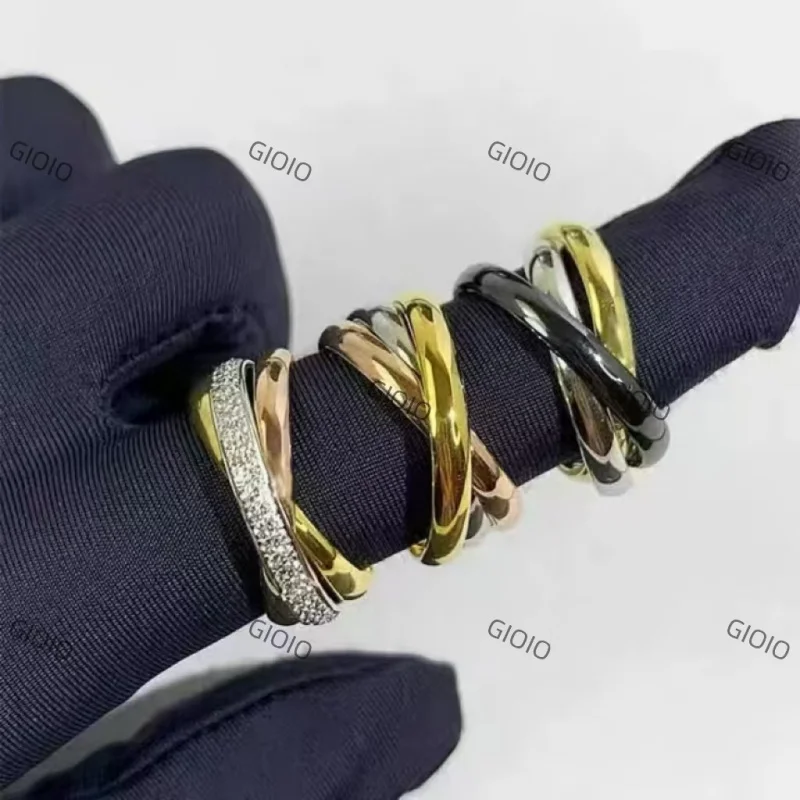 

925 silver classic three-ring couple ring high quality fashion personality tricolor men's and women's rings holiday gifts