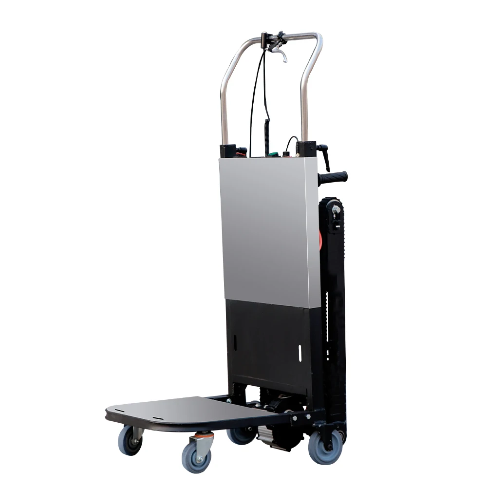 Carrello portamateriali di ultima generazione 2026. Veicolo elettrico per salire le scale con capacità di carico di 350 kg. Veicolo elettrico per salire le scale con batteria al litio