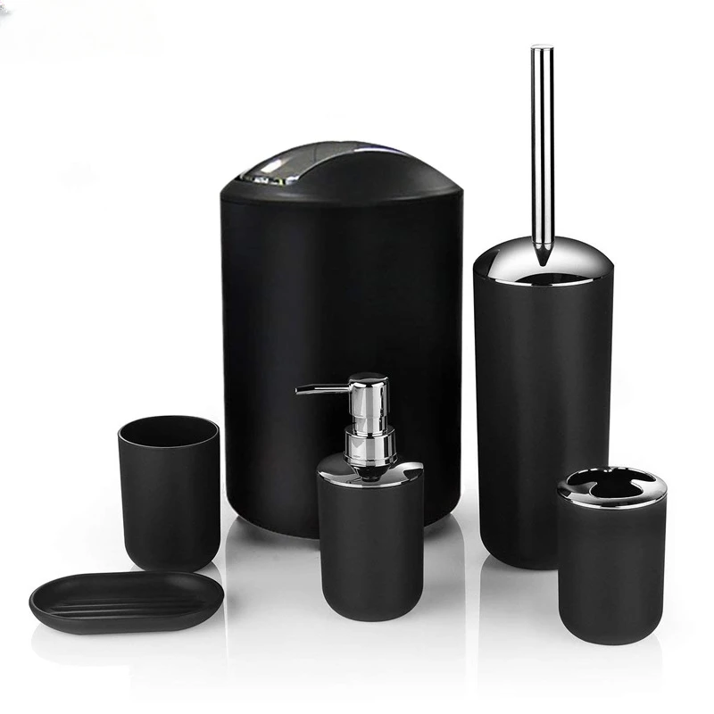 Fashion Bathroom Accessories Set Toothbrush Holder Toothbrush Cup Soap Dispenser Soap Dish Toilet Brush Trash can Gift Set