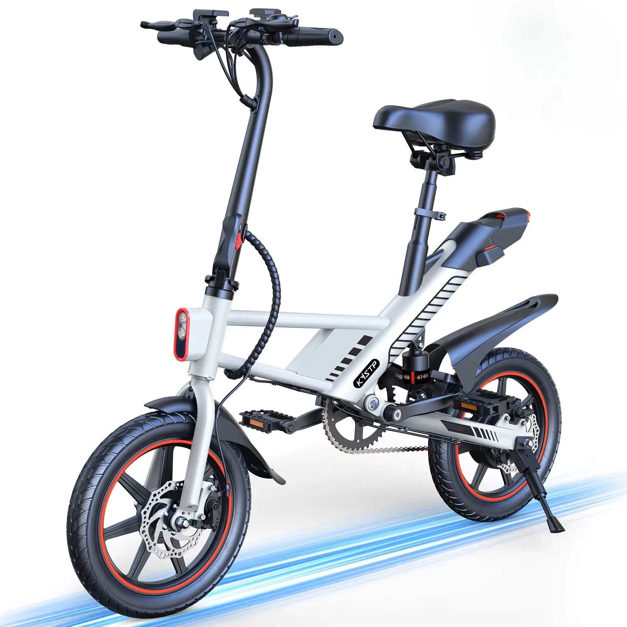 GYROSHOES Electric Bike for Adults Commuter, 14" Mini E-Bike 450W Motor 19MPH 30Mi Range, 3 Modes (Pure Electric/Pedal Assist/Normal Bike), Rear Suspension, UL2849 Certified, Phone Holder & Lock Included, Ideal for College Students & Urban Riders-Black image 2