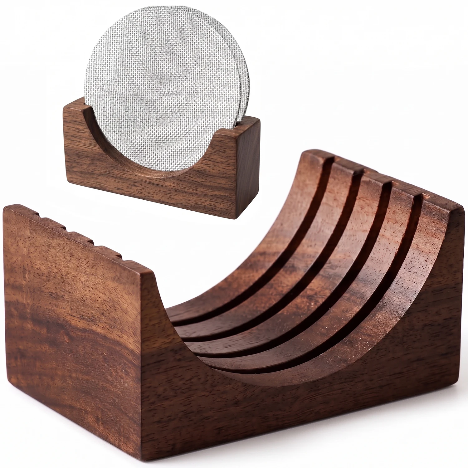 Leeseph Espresso Coffee Puck Screen Stand, Reusable Wooden Walnut Stand for 51/53/58mm Espresso Portafilter Puck Screen
