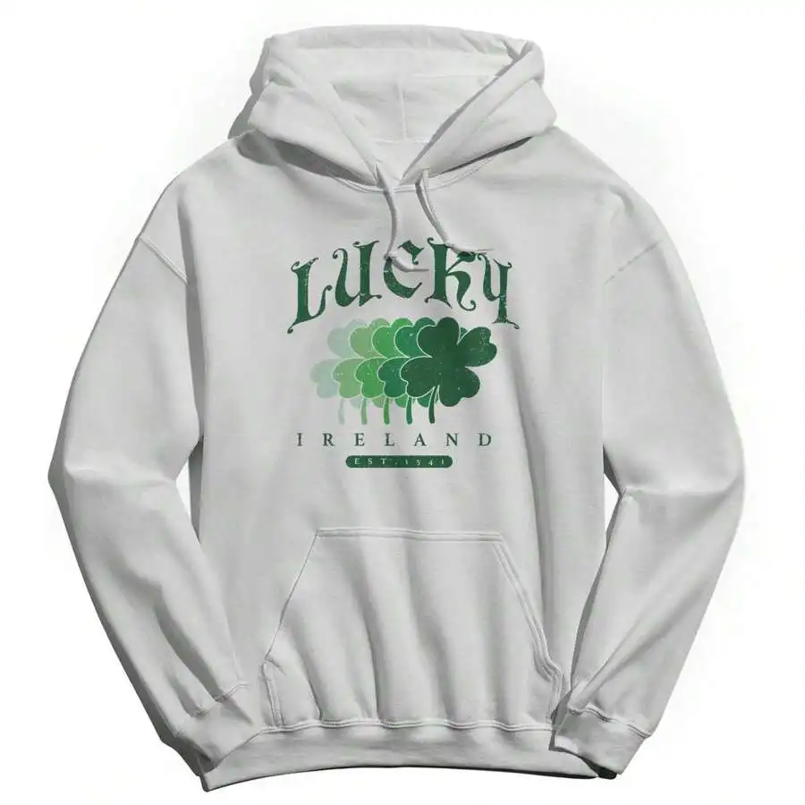 New High Quality Men's Streetwear, Lucky Clover Graphic Print Fashion Cotton Soft Outdoor Sports Hoodie