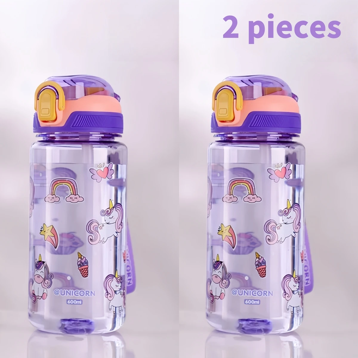 NONE 600 ml Dinosaurier Wasser Flasche Für Kinder Wasser Sippy Tasse Mit Silikon Stroh Auslaufsichere Kunststoff Wasser Flaschen Sommer Kinder Wasser Tasse 7